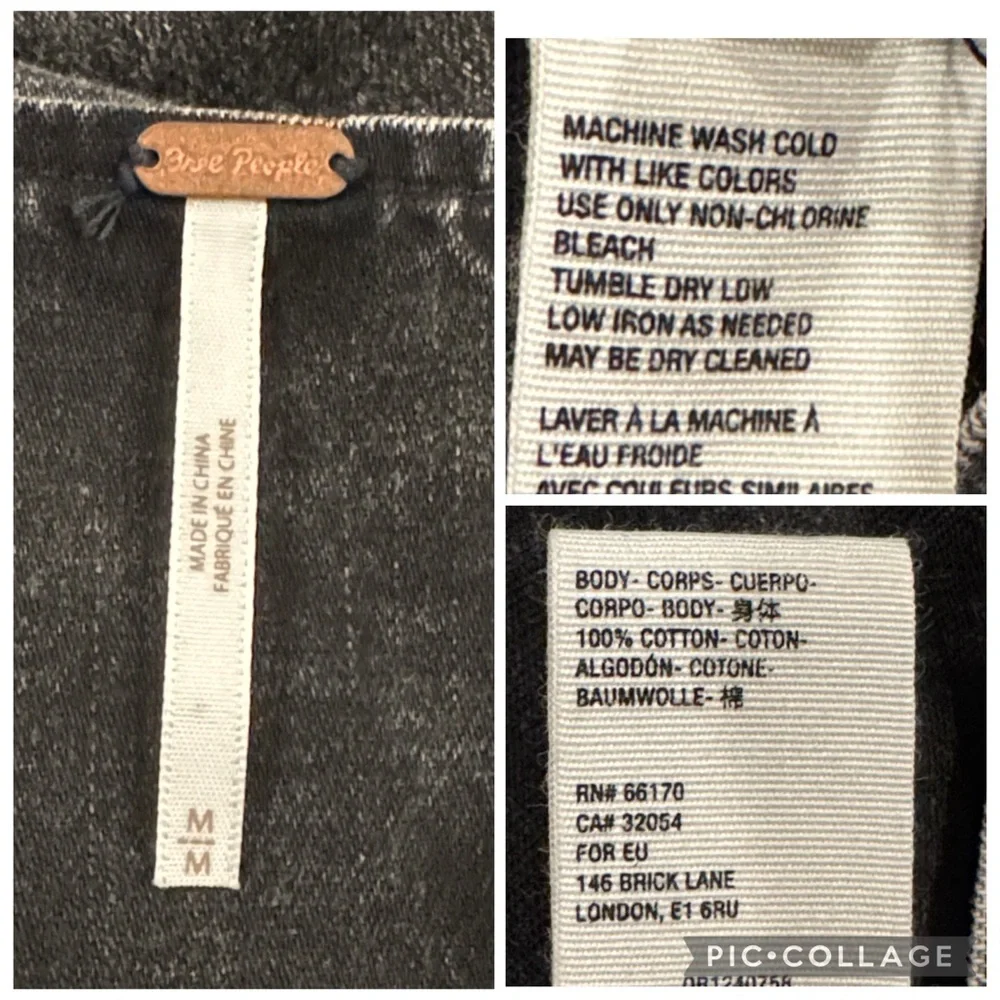 Free People Imogene Black Washed Denim Ruffled Mini Dress Size Medium - Picture 10 of 14